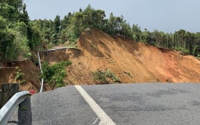 The massive landslide that sliced through State Highway 25A, sweeping away part of the route from Kopu to Hikuai.