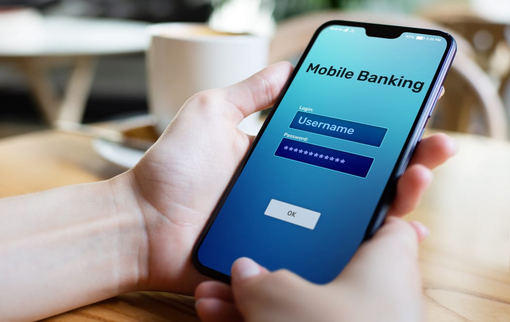 Mobile banking internet payment application on smartphone screen.