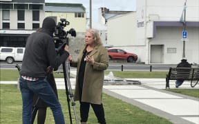 Masterton councillor Tina Nixon is interviewed by TVNZ reporter Whena Owen.