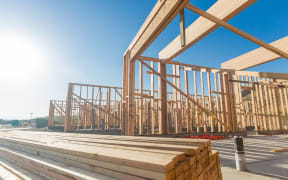 Wood Home Framing Abstract At Construction Site.