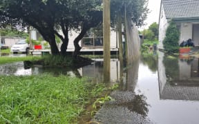 Flooding on O'Donnell Ave, Mt Albert following a night of heavy rain.
