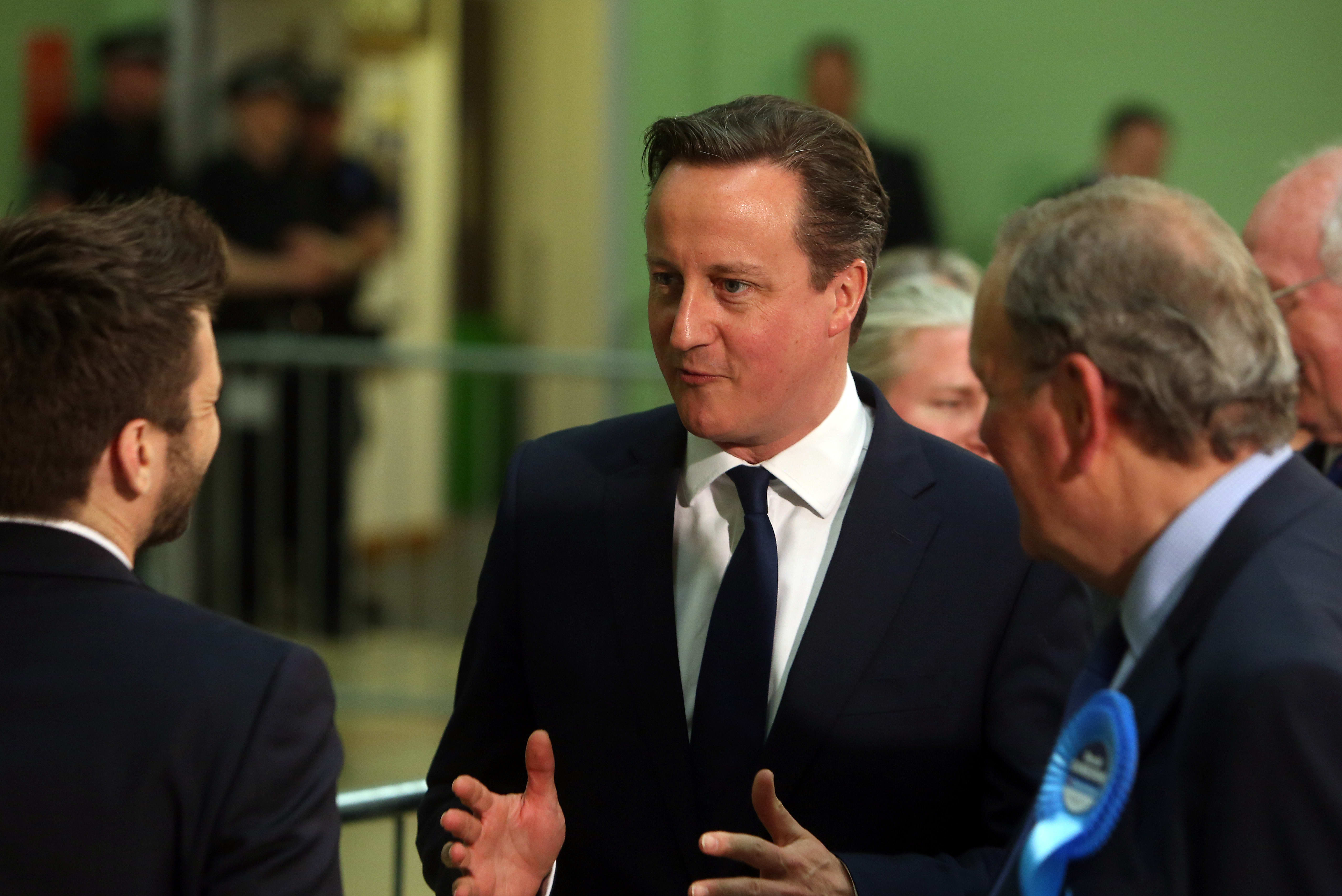 David Cameron talks to supporters at his Oxfordshire constituency.