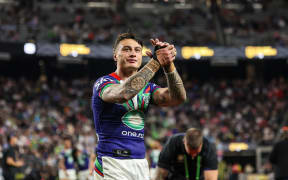 Charnze Nicoll-Klokstad of the Warriors acknowledges the fans and supporters after the loss.