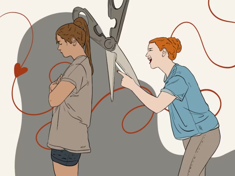 Illustration of two women arguing.