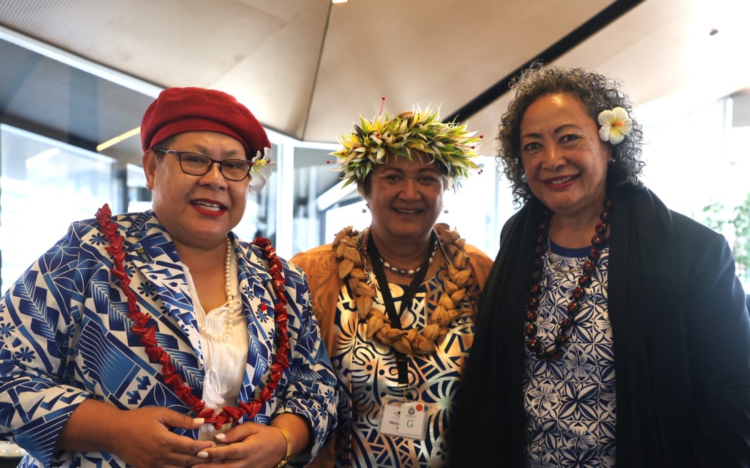 Left to Right - Tofilau Nina Alai (Head of Pacific community engagement  at the university of Otago and also deputy chair of "Le Mau A Samoa Sitiseni Committee) , Maiava Visekota Peteru and Repeka Lelaulu. 20 November 2024