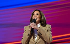 US Vice President and 2024 Democratic presidential candidate Kamala Harris speaks on the first day of the Democratic National Convention (DNC) at the United Center in Chicago, Illinois, on August 19, 2024. Vice President Kamala Harris will formally accept the party’s nomination for president at the DNC which runs from August 19-22 in Chicago.