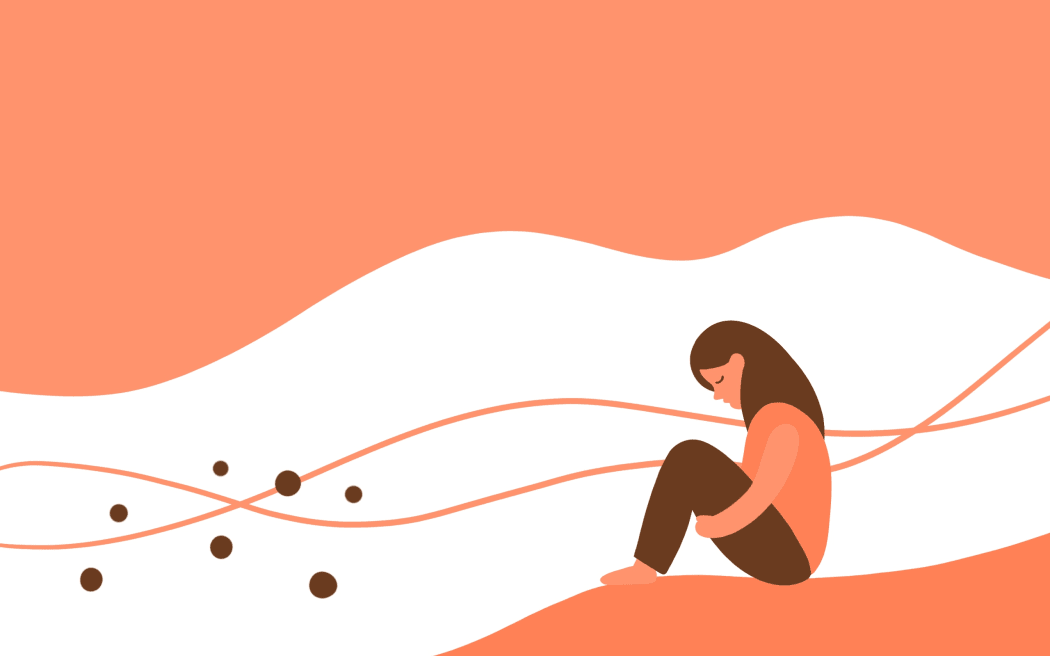 illustration of woman in thought