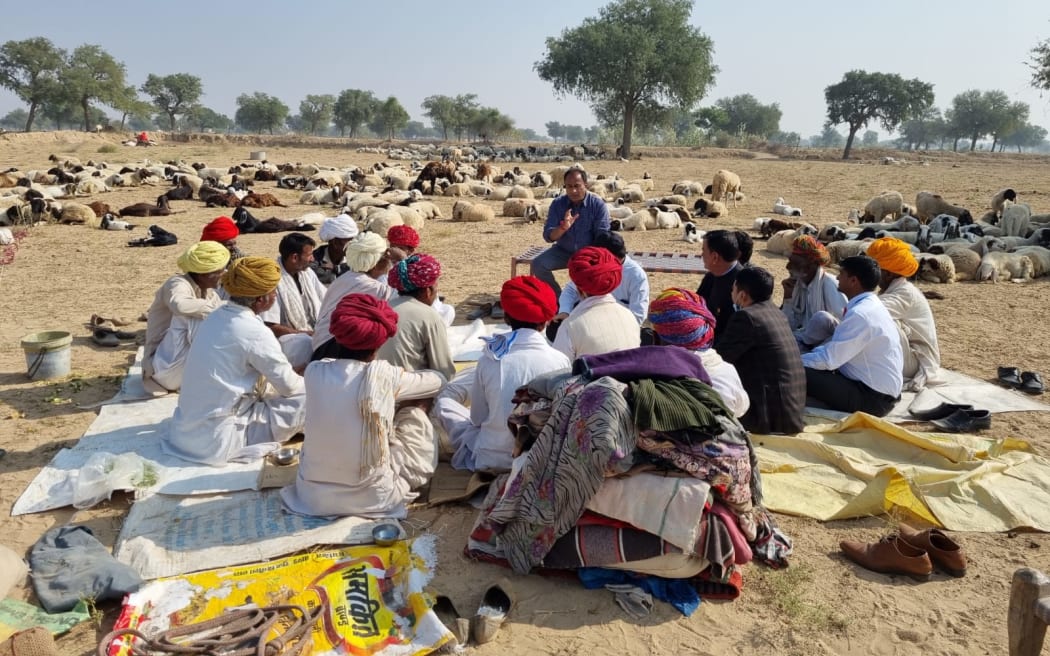 Dr Kumar meets with dairy farmers in Jodhpur, 2015.
