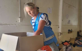 The Hastings' Tomoana Showgrounds has been transformed into a regional distribution hub for volunteers, Civil Defence staff, and military personnel to sort through donated clothing, food, and other supplies.