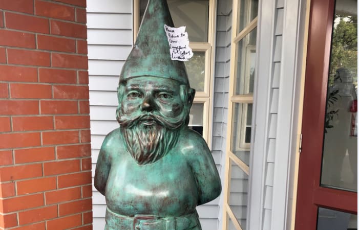 The gnome was discovered this morning at the Salvation Army Glen Eden.