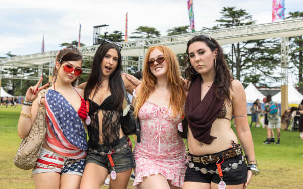 Sophie Ray, Holly Webb, Zara Morgan and Abby Ballinger at Laneway Festival, Western Springs, on 5 February, 2026.