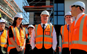 Elementum Housing Development in Long Bay, Auckland. Visit by Prime Minister Christopher Luxon, Housing Minister Chris Bishop and local MP Erica Stanford.