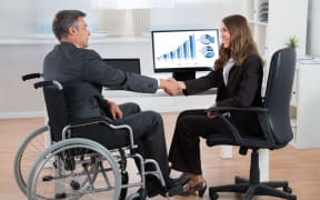 businessman in wheelchair, man in wheelchair at work