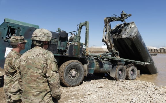 US army forces supervise during a training session at the Taji camp, north of Baghdad in 2017. File photo