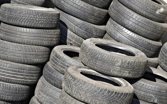 Pile of used tyres