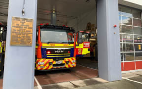 A fire engine parked at Auckland's Central Fire Station.