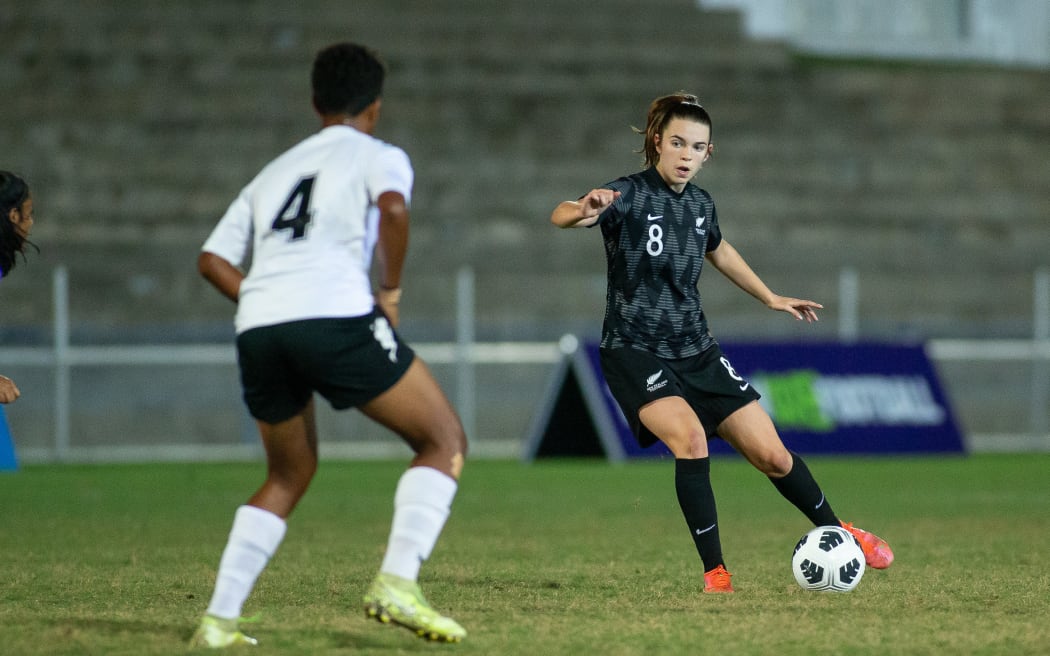 Helena Errington in action for New Zealand against Fiji at the OFC under-19 women's championship in Suva.