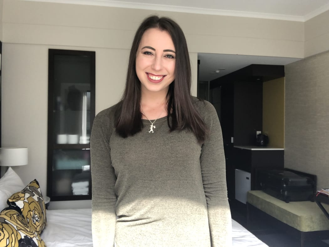 Victoria Brownlee in her hotel room