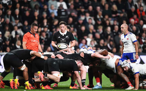 All black pl.ayer Cam Roigard during the Nations Championship Test Match All Blacks v France. One NZ Stadium, Christchurch, New Zealand. Saturday 4 July 2026. ©Copyright Photo: Chris Symes / www.photosport.nz