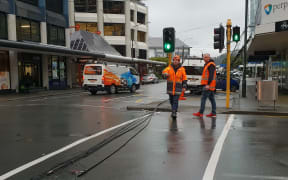 Power lines have come down in central Wellington.
