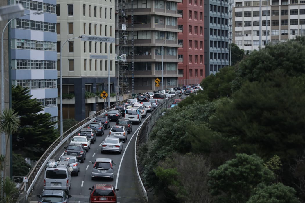 Traffic backed up at The Terrace off ramp.