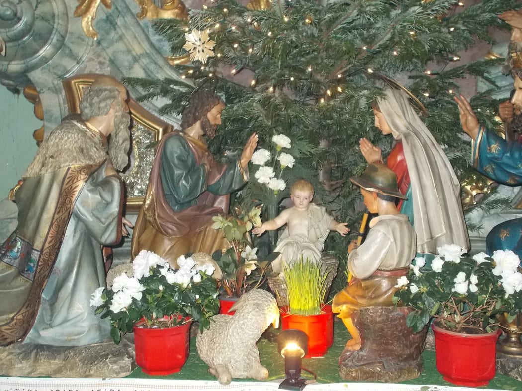 Nativity scene at Church of St Francis in Budapest