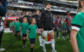 The teams come out to play at Eden Park.