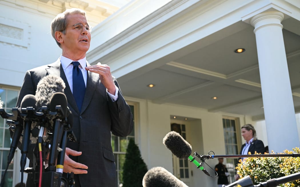US Treasury Secretary Scott Bessent speaks to the press outside the West Wing of the White House in Washington, DC, on 9 April 2025.