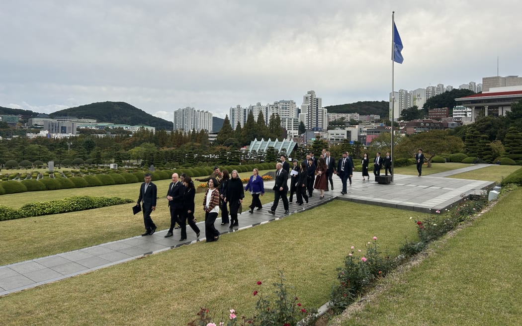 The New Zealand delegation at an event in Busan, South Korea.