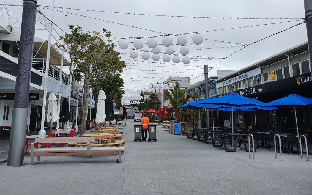 Wharf Street has been made into a pedestrian mall but was empty when our reporter visited.