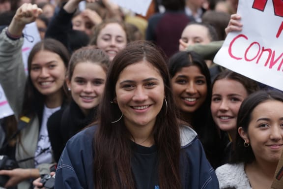 Protest organiser Mia Faiumu, Wellington East Girls College