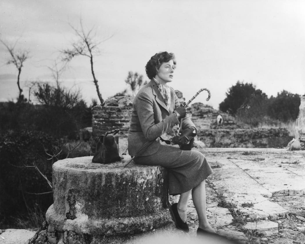 Ingrid Bergman on one of her lonely visits to the antiquities of Naples in Voyage to Italy (1954)