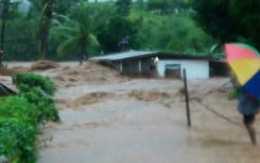 Ranjana Devi's hous near Ba at the height of the deluge