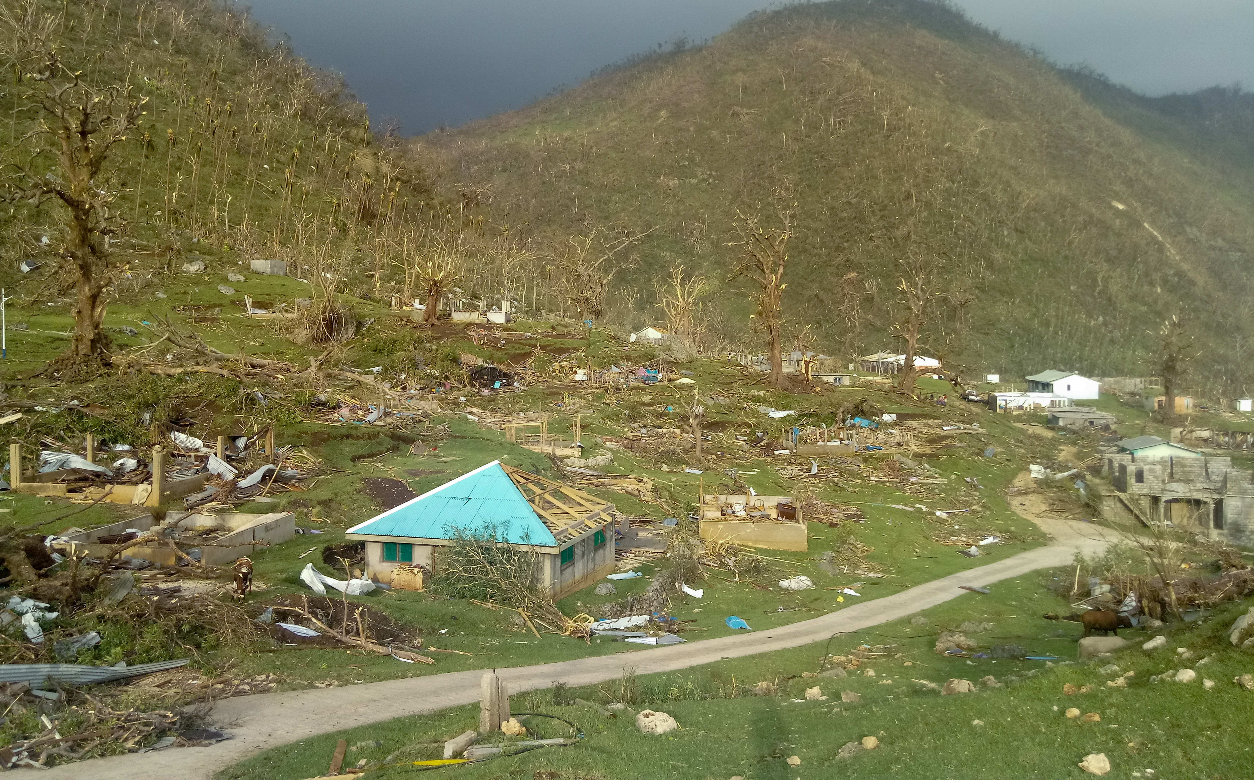 Once some of the lushest jungle in Vanuatu, Pentecost's central area is now a wasteland. Cyclone Harold, Vanuatu 2020.