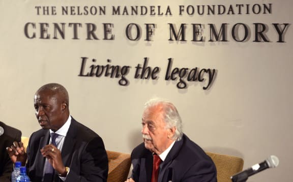 Nelson Mandela estate executivrs Dikgang Moseneke (left) and George Bizos.