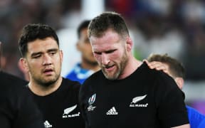 Codie Taylor and Kieran Read at the end of the RWC semi-final loss to England.