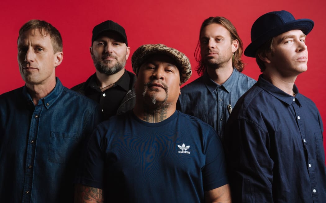 The New Zealand band Shapeshifter (Left to right Nick Robinson , Darren Mathiassen, PDigsss, Nick Robinson  Sam Trevethick and Dan McGruer)