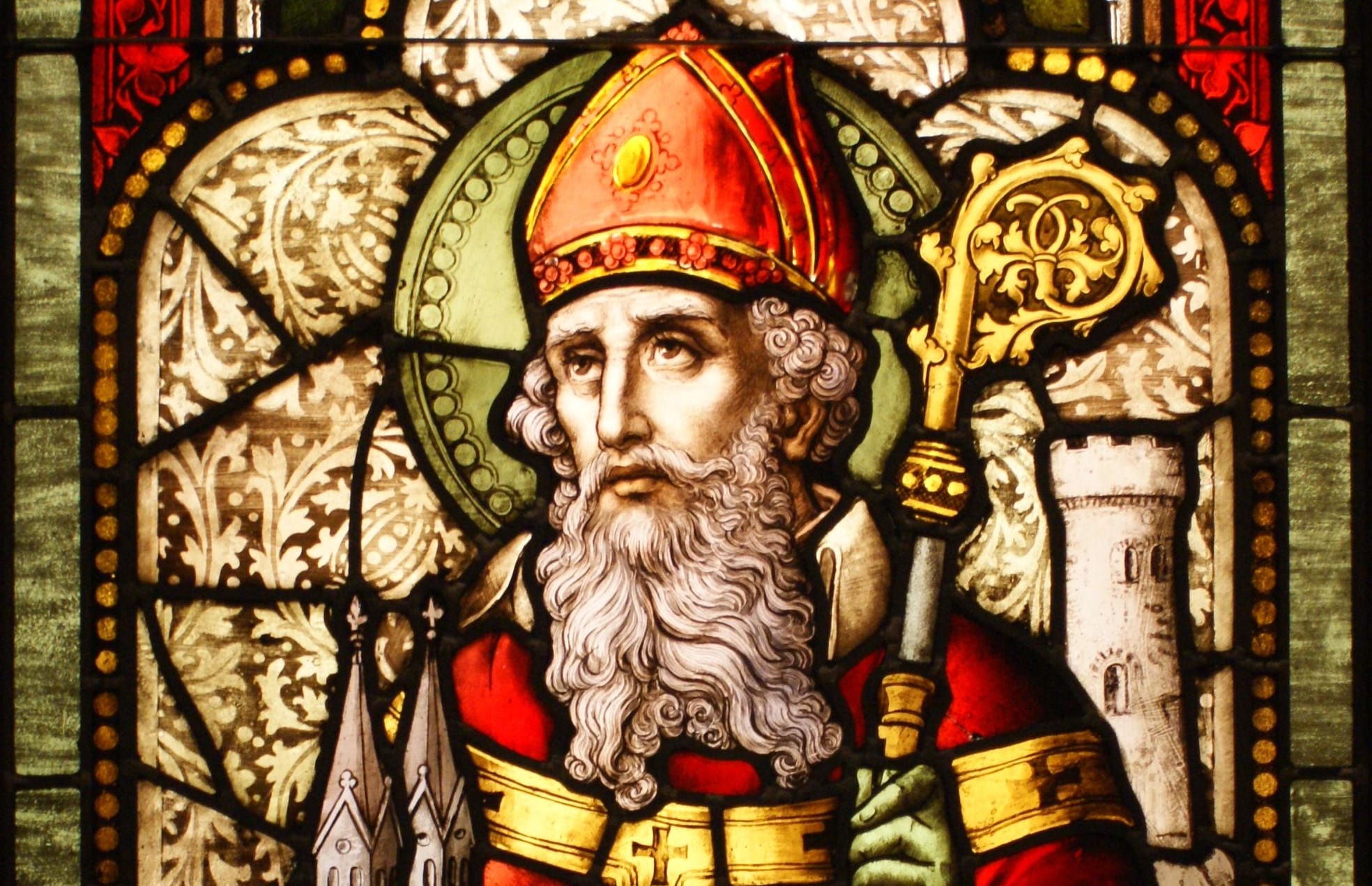 Saint Patrick stained glass window from Cathedral of Christ the Light, Oakland, CA.