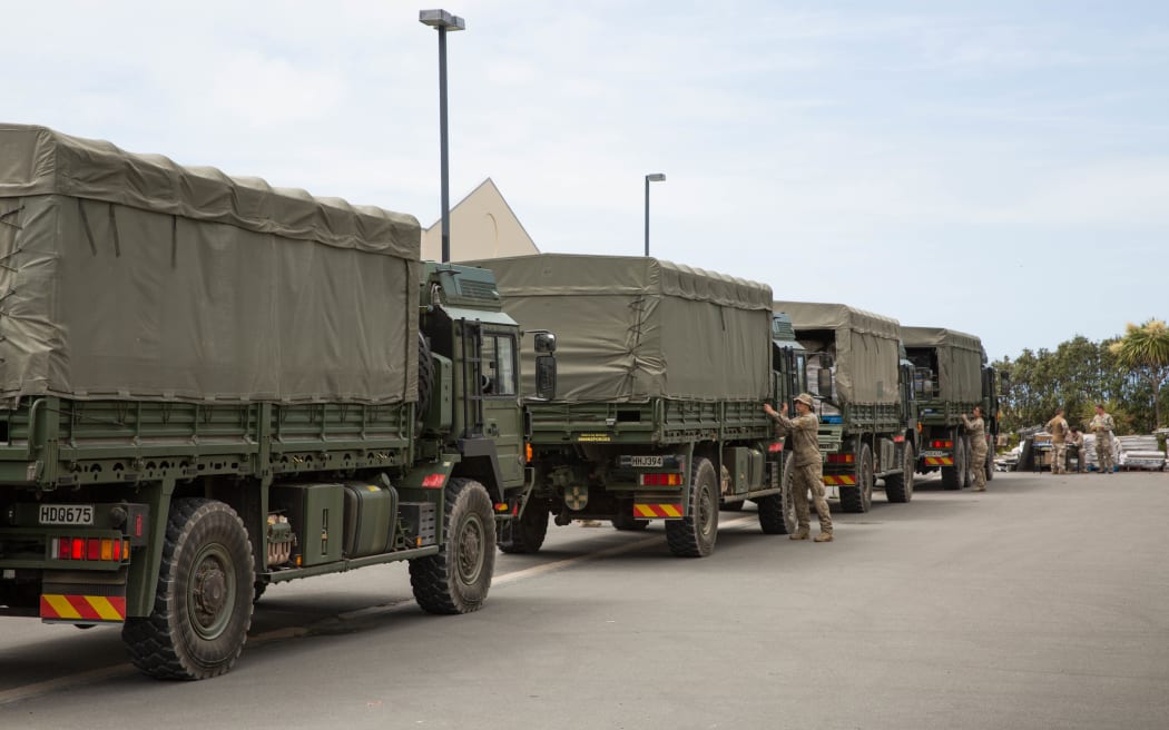 A 2nd army convoy arrives in Kaikoura, delivering supplies to the local New World.