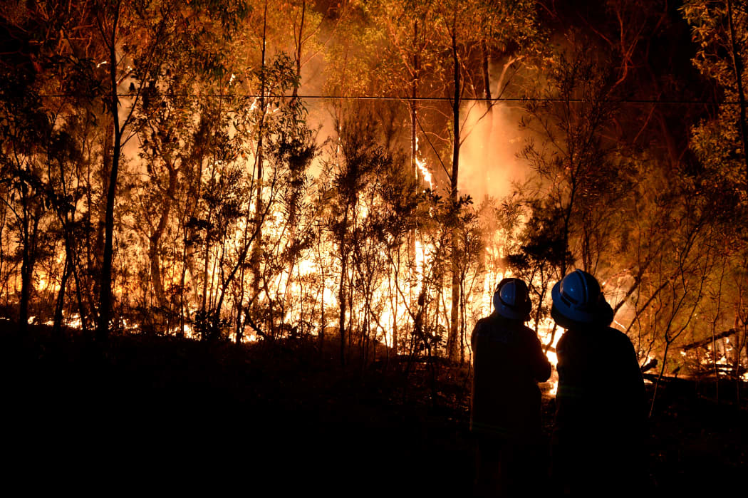 Volunteer firefighters' heart disease risk was higher than their paid counterparts, seen here battling a blaze in the Blue Mountains.