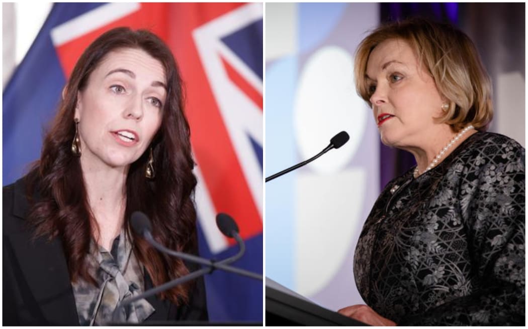 Prime Minister Jacinda Ardern and National Party leader Judith Collins announcing each of their party's Covid-19 plans.