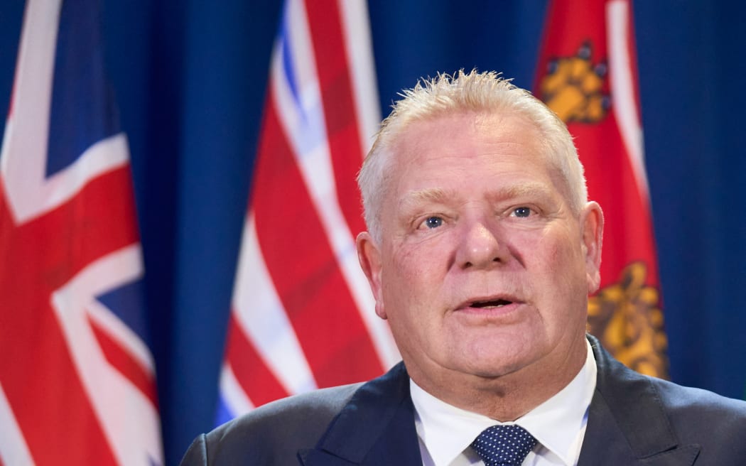 Ontario Premier Doug Ford speaks during a press conference at Canada’s Premiers Conference in Toronto, Ontario, December 16, 2024. (Photo by Geoff Robins / AFP)