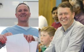 John Key and David Cunliffe on election day.