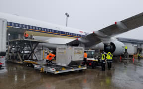 The first batch of the Pfizer Covid-19 vaccine is offloaded after arriving in New Zealand on 15 February