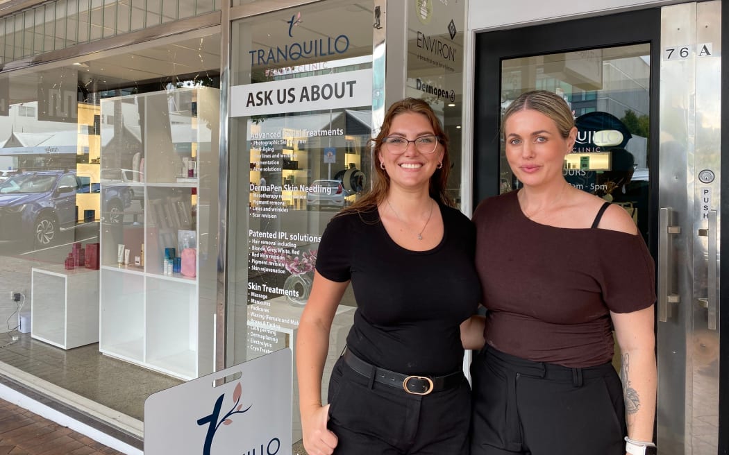 Tranquillo Beauty Clinic staff member Moenah O'Shea and owner Dani Sheridan, on Grey Street, Tauranga.
