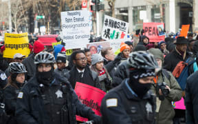 People in Chicago protest the fatal police shooting of teenager Laquan McDonald in 2015.