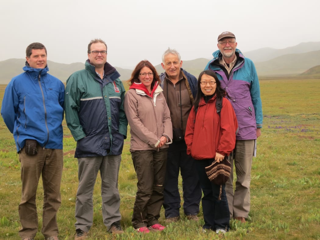 Dr Al Black, left, Dr Jim Moir, Dr Racheal Bryant, Professor Keith Woodford, Sharon Lucock and Dr Phil Rolston in Tibet.