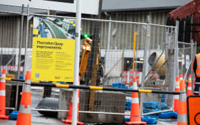 Thorndon Quay road works, pictured on 21 July, 2024.
