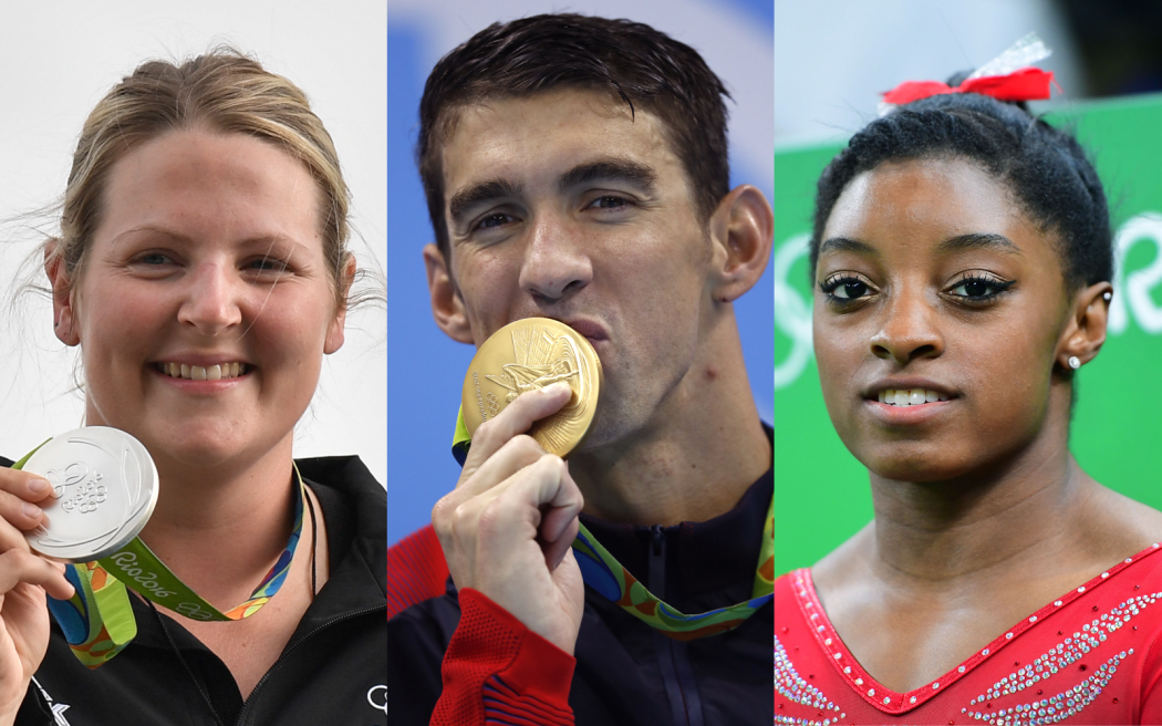 Rio 2016 Olympics: Left to right, Natalie Rooney, Michael Phelps and Simone Biles
