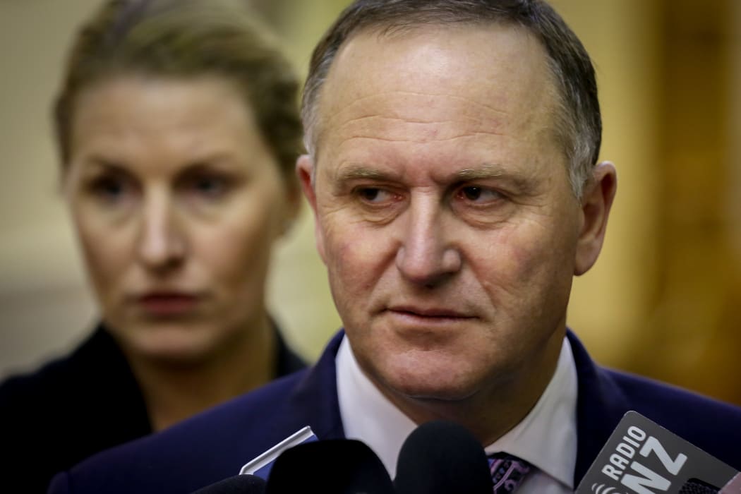 John Key during caucus run talking about Richie McCaw and the royal family.